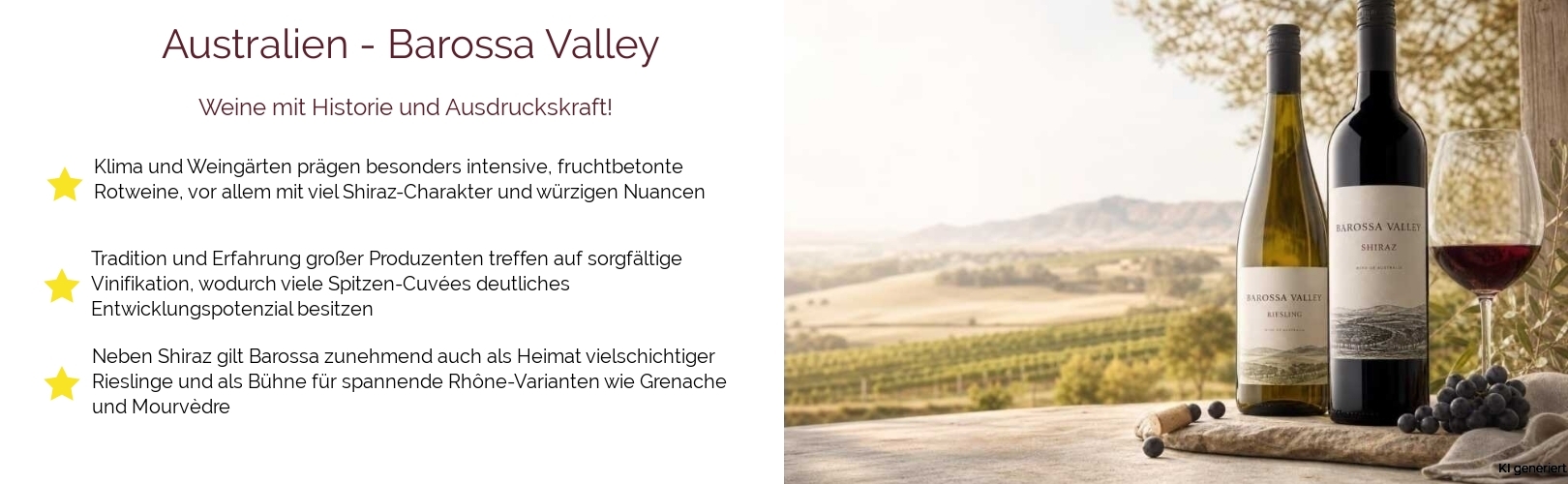 Wein & Spirituosen - aus Australien
			in der Region
			Barossa Valley