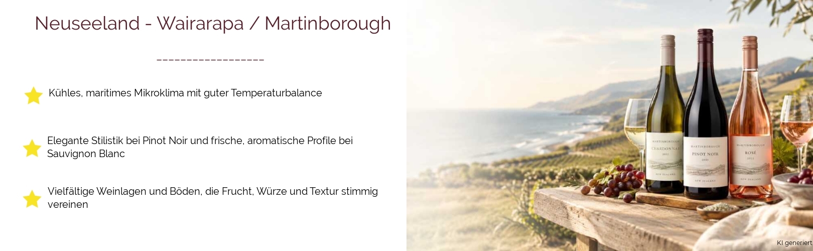 Wein & Spirituosen - aus Neuseeland
			in der Region
			Wairarapa / Martinborough