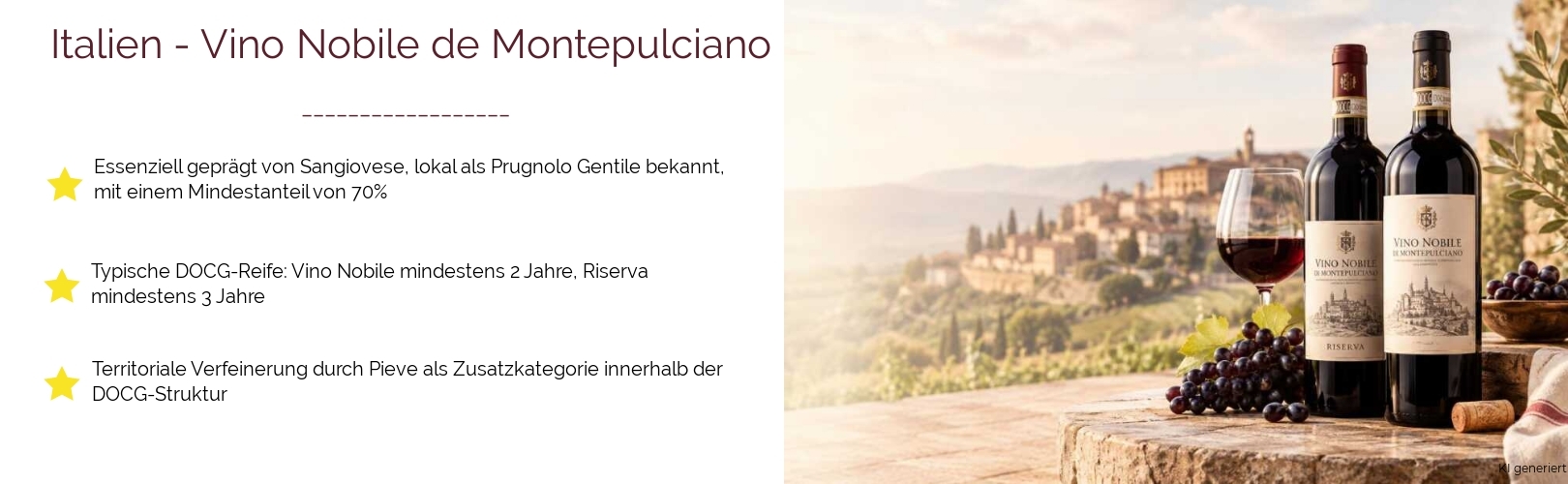 Wein & Spirituosen - aus Italien
			in der Region
			Toskana
			in der Subregion
			Vino Nobile de Montepulciano