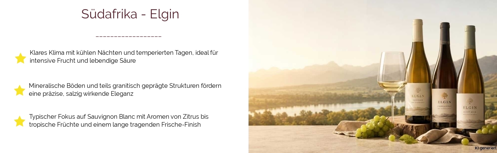 Wein & Spirituosen - aus Südafrika
			in der Region
			Elgin