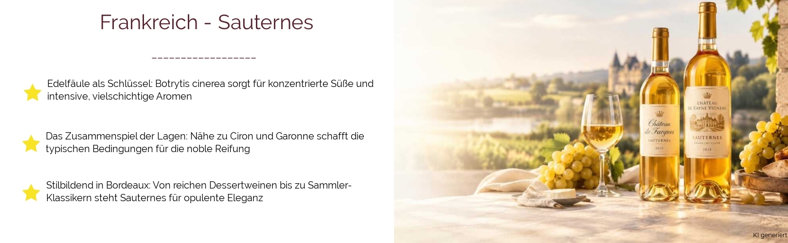 Wein & Spirituosen - aus Frankreich
			in der Region
			Bordeaux
			in der Subregion
			Sauternes