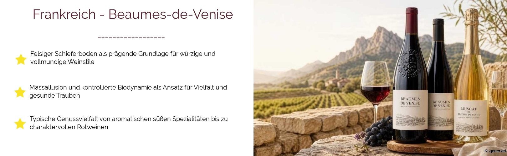 Wein & Spirituosen - aus Frankreich
			in der Region
			Rhône
			in der Subregion
			Beaumes-de-Venise