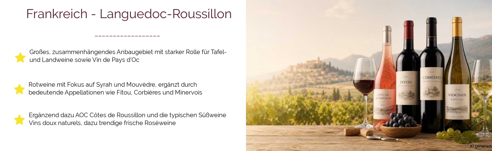 Wein & Spirituosen - aus Frankreich
			in der Region
			Languedoc-Roussillon