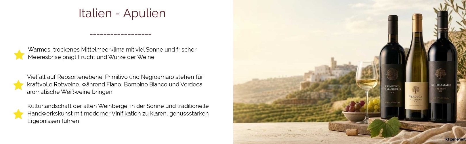 Wein & Spirituosen - aus Italien
			in der Region
			Apulien