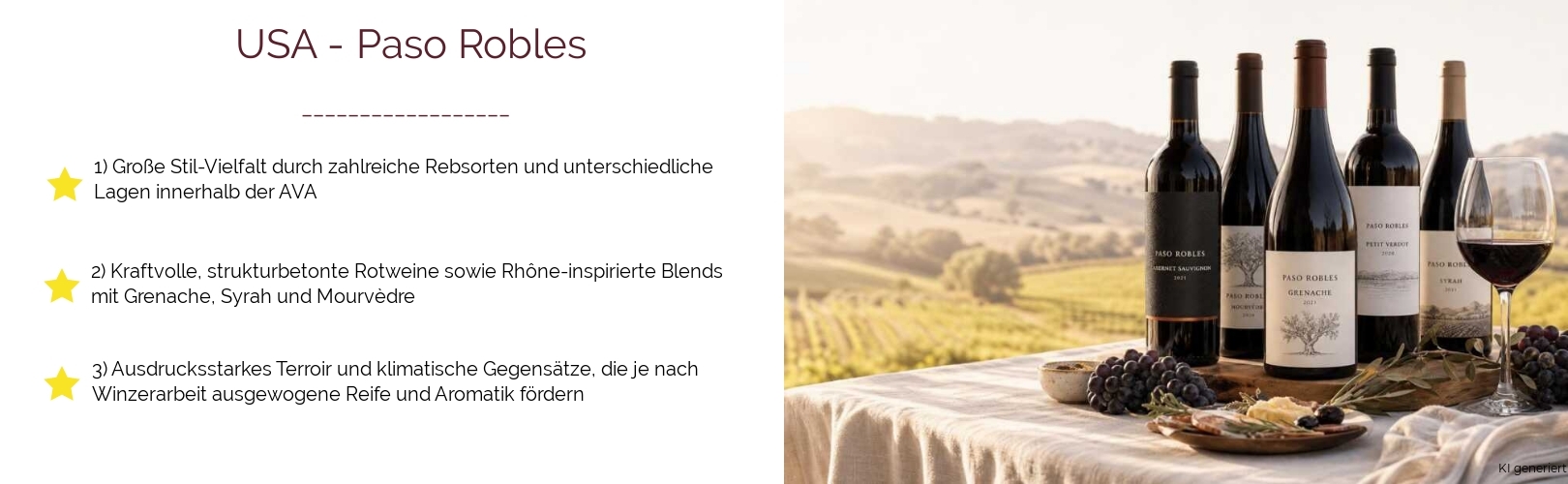 Wein & Spirituosen - aus USA
			in der Region
			Kalifornien / California
			in der Subregion
			Paso Robles