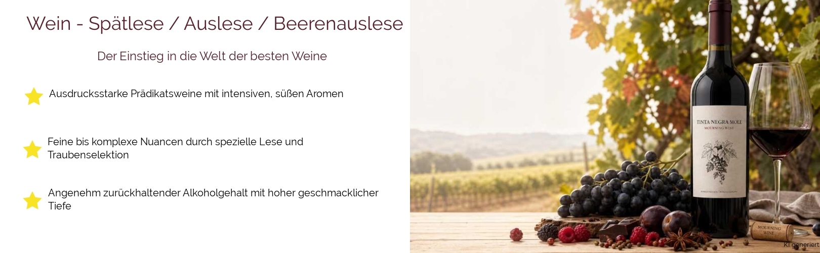 Süßwein / Dessertwein / Edelsüße Weine / Spätlese / Auslese / Beerenauslese