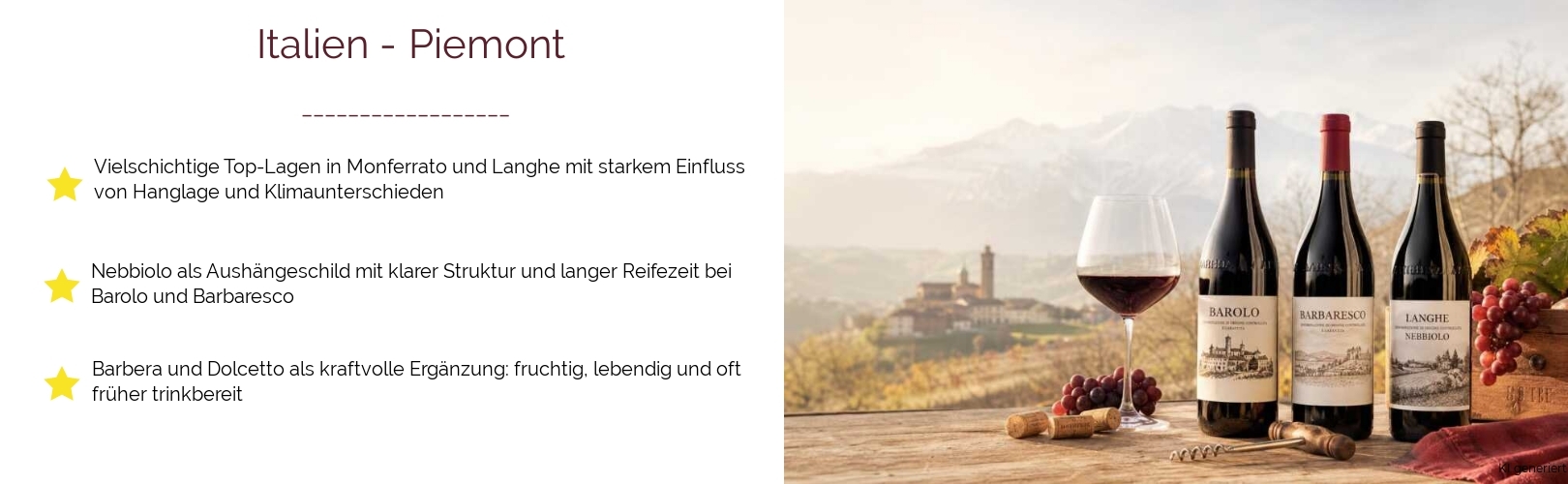 Wein & Spirituosen - aus Italien
			in der Region
			Piemont