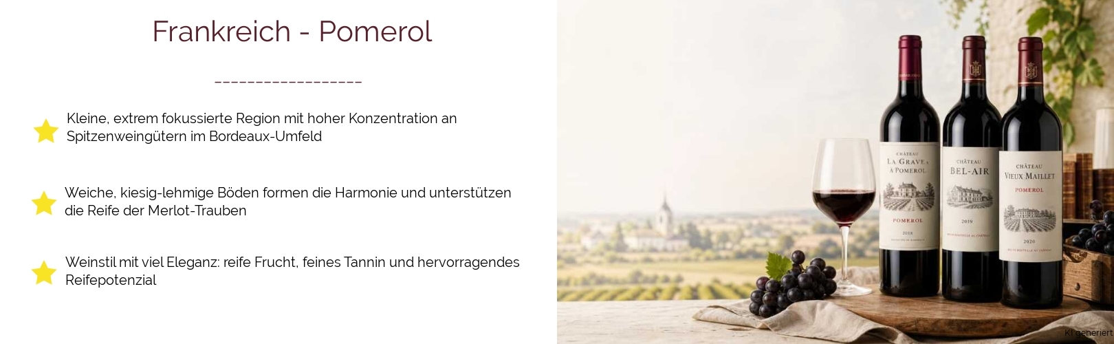Wein & Spirituosen - aus Frankreich
			in der Region
			Bordeaux
			in der Subregion
			Pomerol
