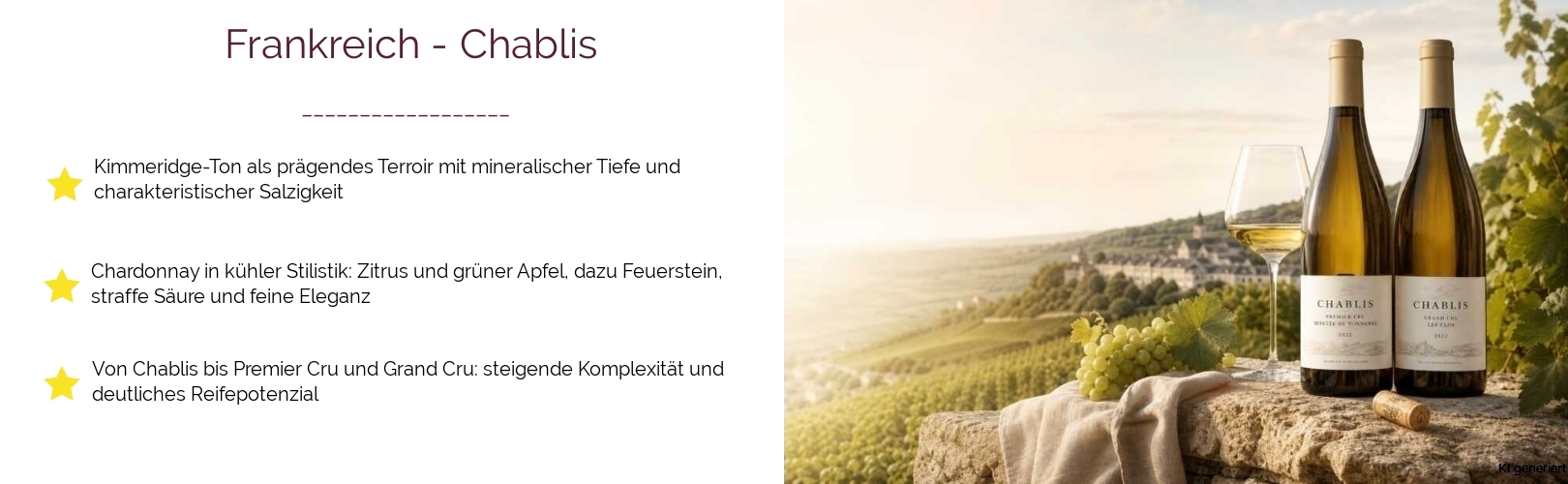 Wein & Spirituosen - aus Frankreich
			in der Region
			Burgund
			in der Subregion
			Chablis
