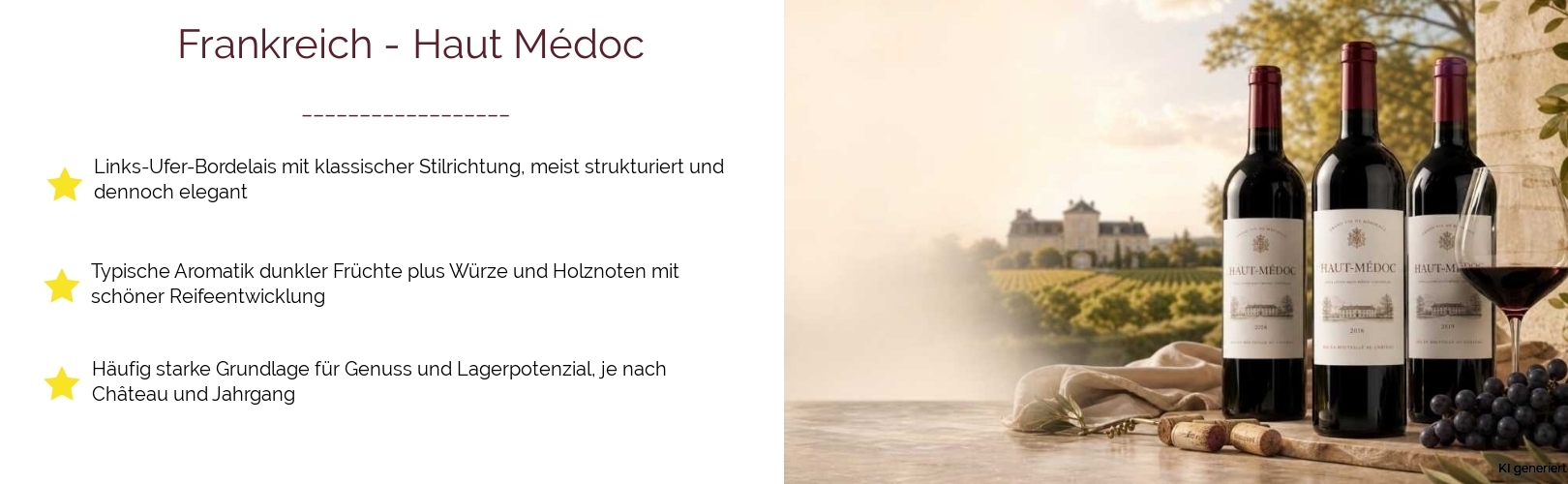 Wein & Spirituosen - aus Frankreich
			in der Region
			Bordeaux
			in der Subregion
			Haut Médoc