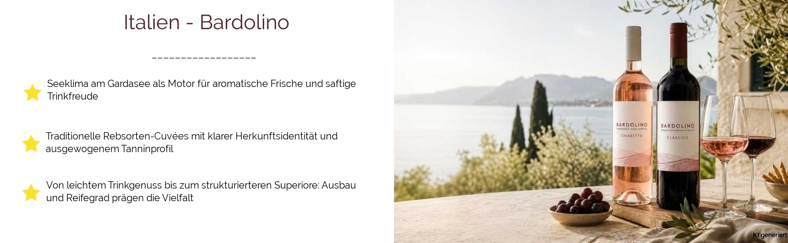 Wein & Spirituosen - aus Italien
			in der Region
			Venetien
			in der Subregion
			Bardolino
