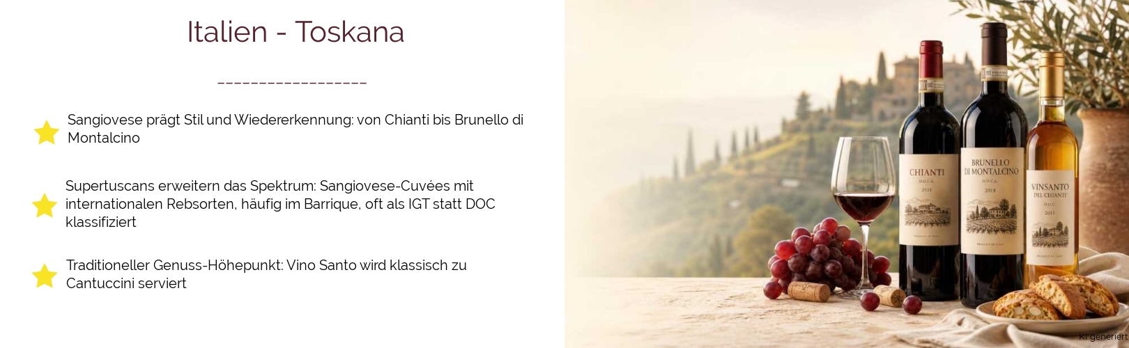 Wein & Spirituosen - aus Italien
			in der Region
			Toskana