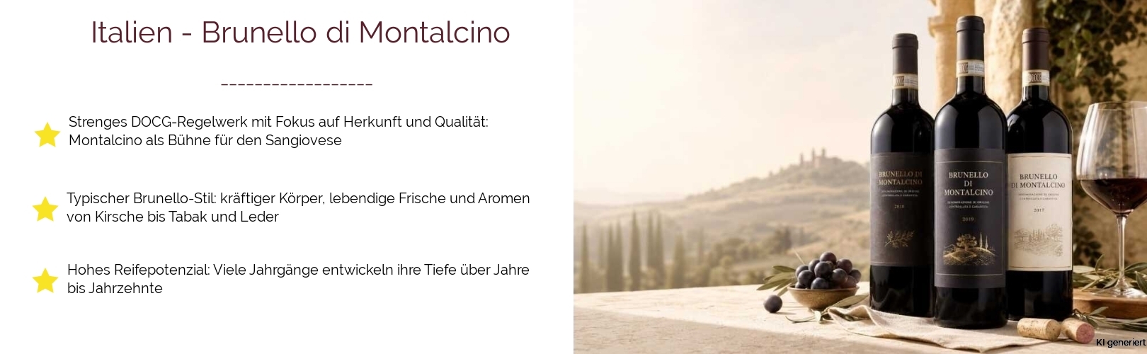 Wein & Spirituosen - aus Italien
			in der Region
			Toskana
			in der Subregion
			Brunello di Montalcino
