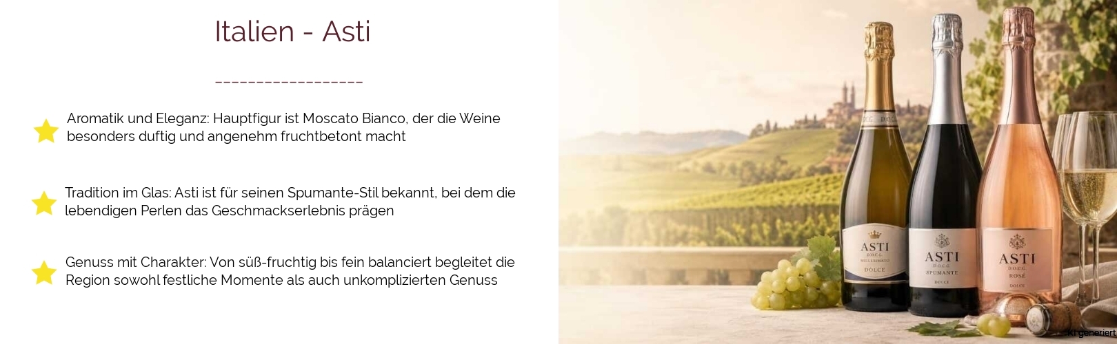 Wein & Spirituosen - aus Italien
			in der Region
			Piemont
			in der Subregion
			Asti