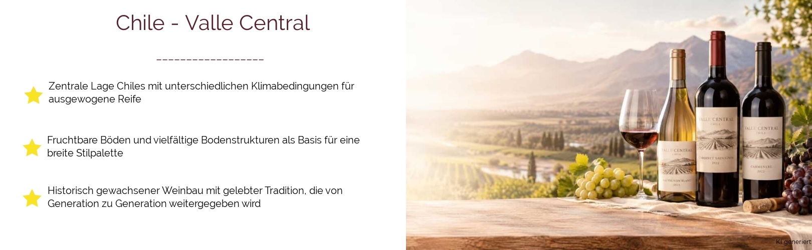 Wein & Spirituosen - aus Chile
			in der Region
			Valle Central