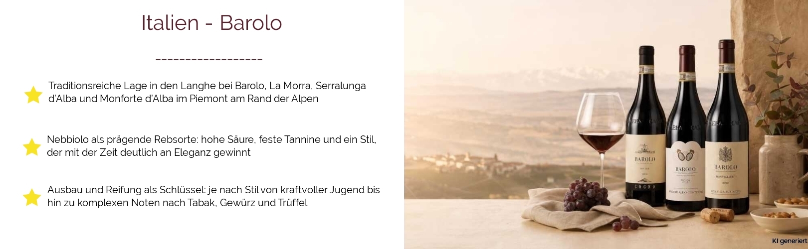 Wein & Spirituosen - aus Italien
			in der Region
			Piemont
			in der Subregion
			Barolo