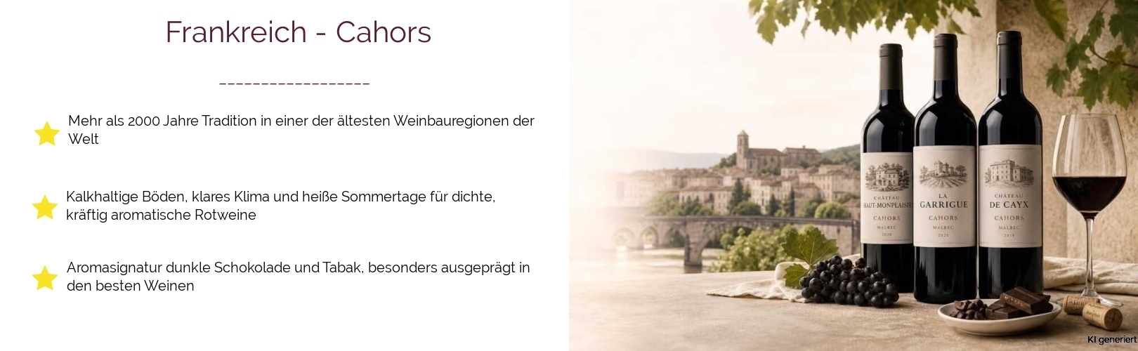 Wein & Spirituosen - aus Frankreich
			in der Region
			Cahors