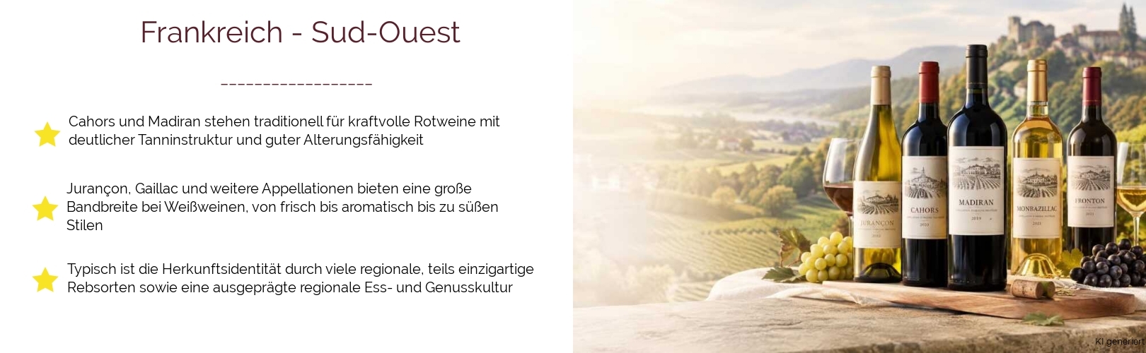 Wein & Spirituosen - aus Frankreich
			in der Region
			Sud-Ouest