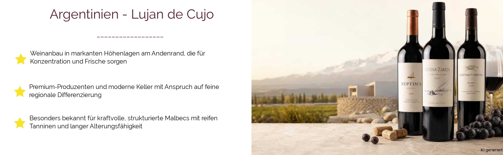 Wein & Spirituosen - aus Argentinien
			in der Region
			Mendoza
			in der Subregion
			Lujan de Cujo