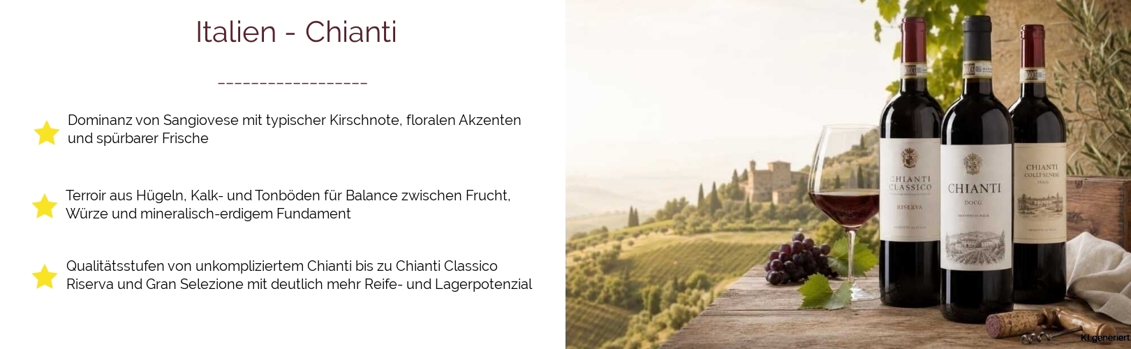 Wein & Spirituosen - aus Italien
			in der Region
			Toskana
			in der Subregion
			Chianti
