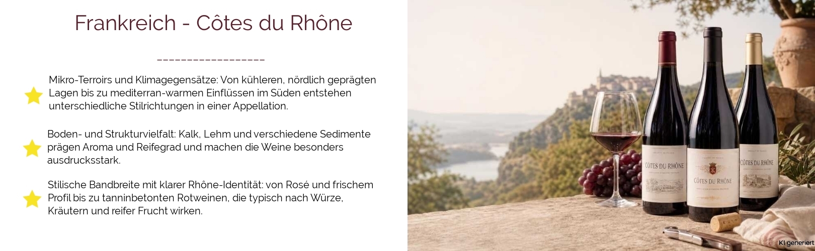 Wein & Spirituosen - aus Frankreich
			in der Region
			Rhône
			in der Subregion
			Côtes du Rhône