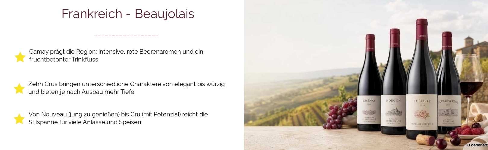 Wein & Spirituosen - aus Frankreich
			in der Region
			Burgund
			in der Subregion
			Beaujolais
