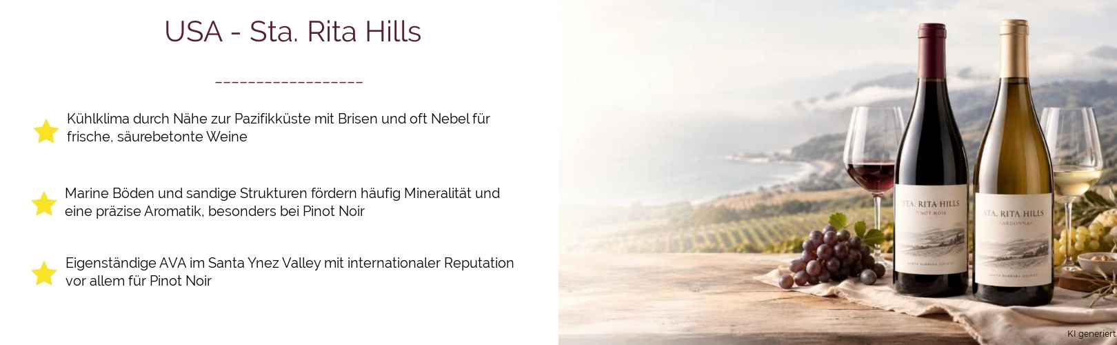 Wein & Spirituosen - aus USA
			in der Region
			Kalifornien / California
			in der Subregion
			Sta. Rita Hills