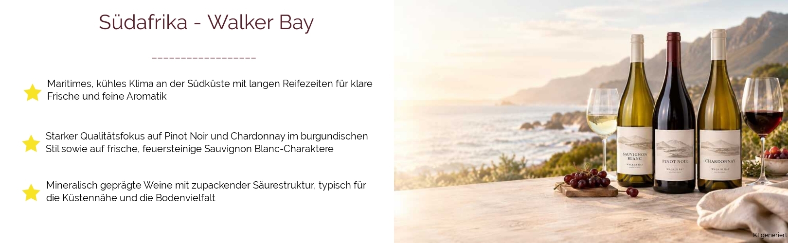 Wein & Spirituosen - aus Südafrika
			in der Region
			Walker Bay