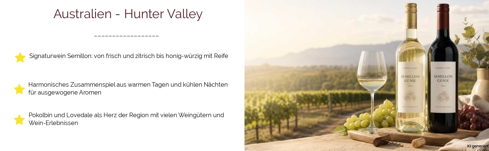 Wein & Spirituosen - aus Australien
			in der Region
			Hunter Valley