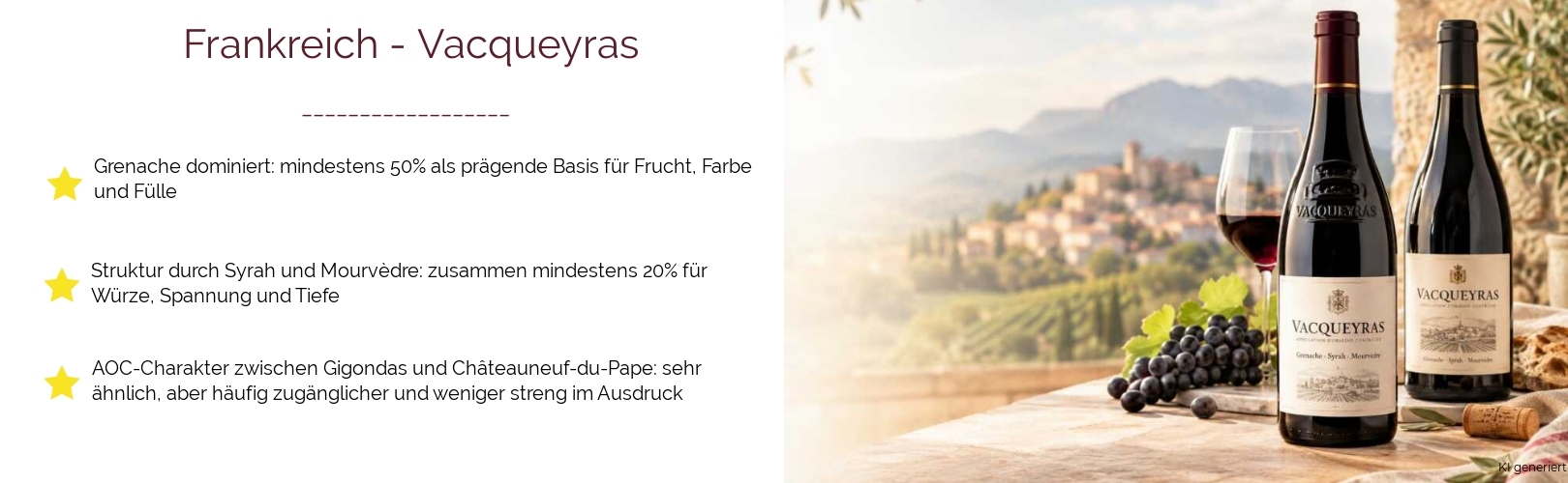 Wein & Spirituosen - aus Frankreich
			in der Region
			Rhône
			in der Subregion
			Vacqueyras