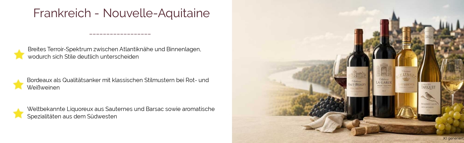 Wein & Spirituosen - aus Frankreich
			in der Region
			Nouvelle-Aquitaine