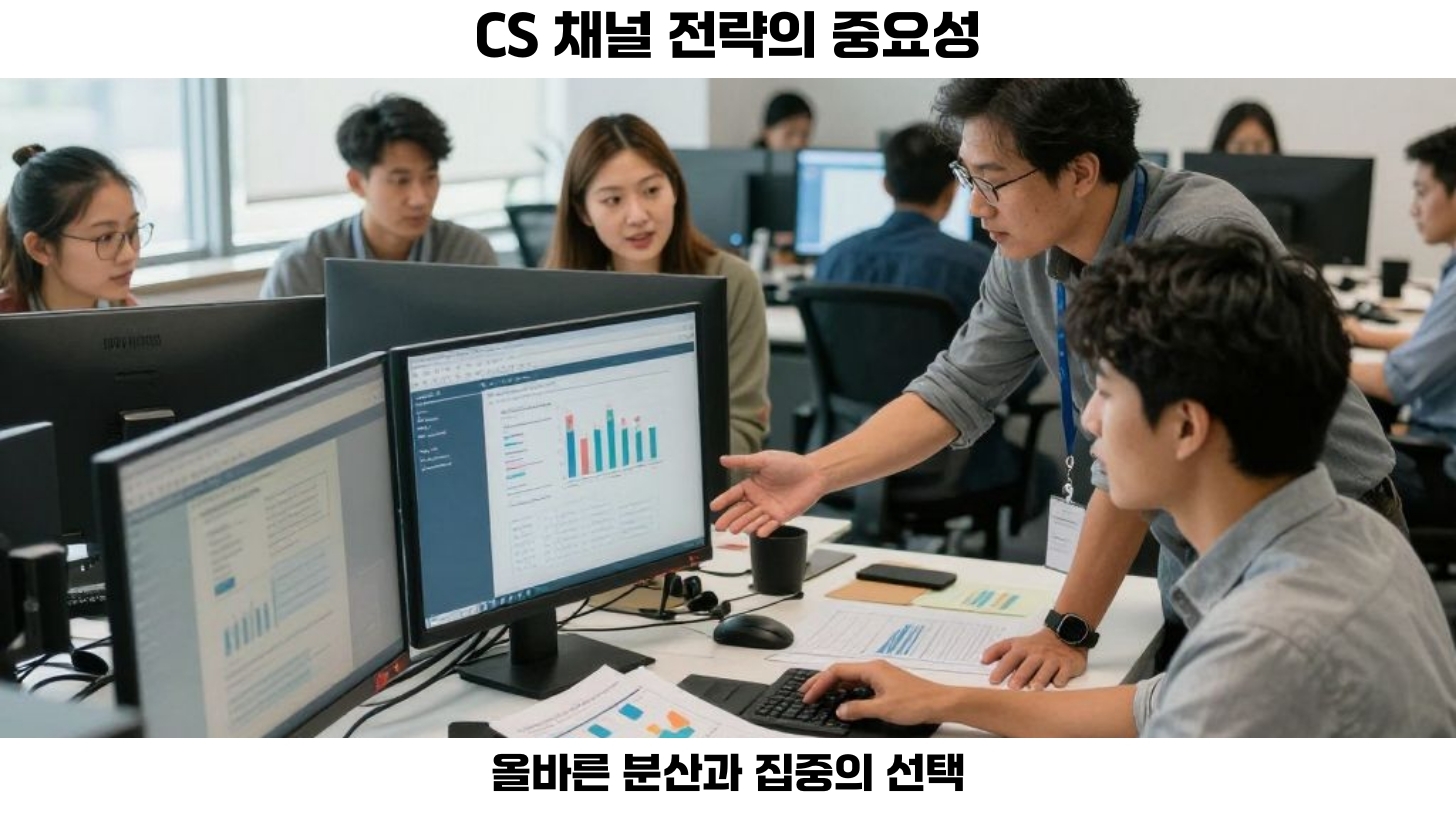 첫번째, CS 채널의 분산과 집중 전략은 고객 서비스의 성패를 가르는 중요한 요소입니다. 두번째, 고객의 특성과 산업의 유형에 따라 적절한 전략을 선택하는 것이 필수적입니다. 세번째, CS 채널을 분산시키는 전략은 고객 불만을 여러 경로로 나누어 처리하는 것입니다. 네번째, 고객의 연령대에 따라 다르게 접근하는 것이 중요합니다.