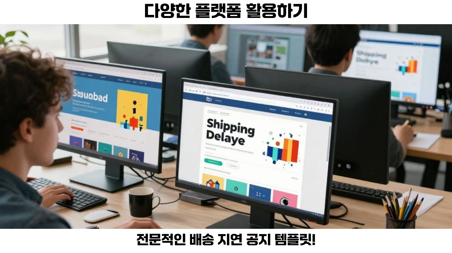 배송 지연 안내를 위한 무료 디자인 템플릿을 제공하는 망고보드.
