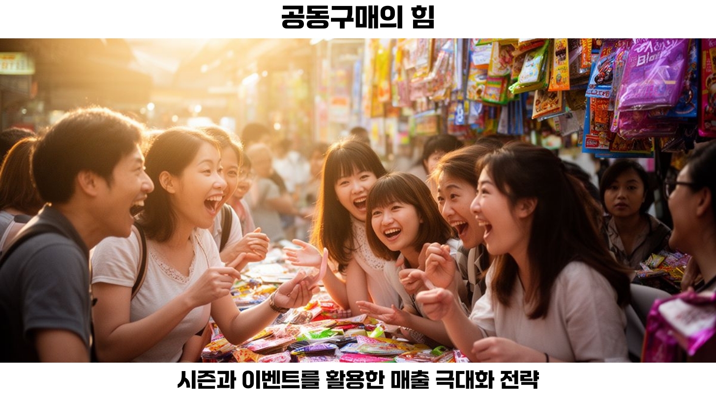 첫번째, 시즌과 이벤트 중심의 공동구매는 단기 매출 증대에 매우 효과적입니다. 소비자들은 함께 구매할 때 더 큰 혜택을 받을 수 있다는 심리적 요소가 작용하여, 짧은 기간 내에 높은 매출을 기록할 수 있습니다. 특히 '딱 3일만'과 같은 시간 제한을 두면 소비자들의 구매 욕구가 극대화됩니다.