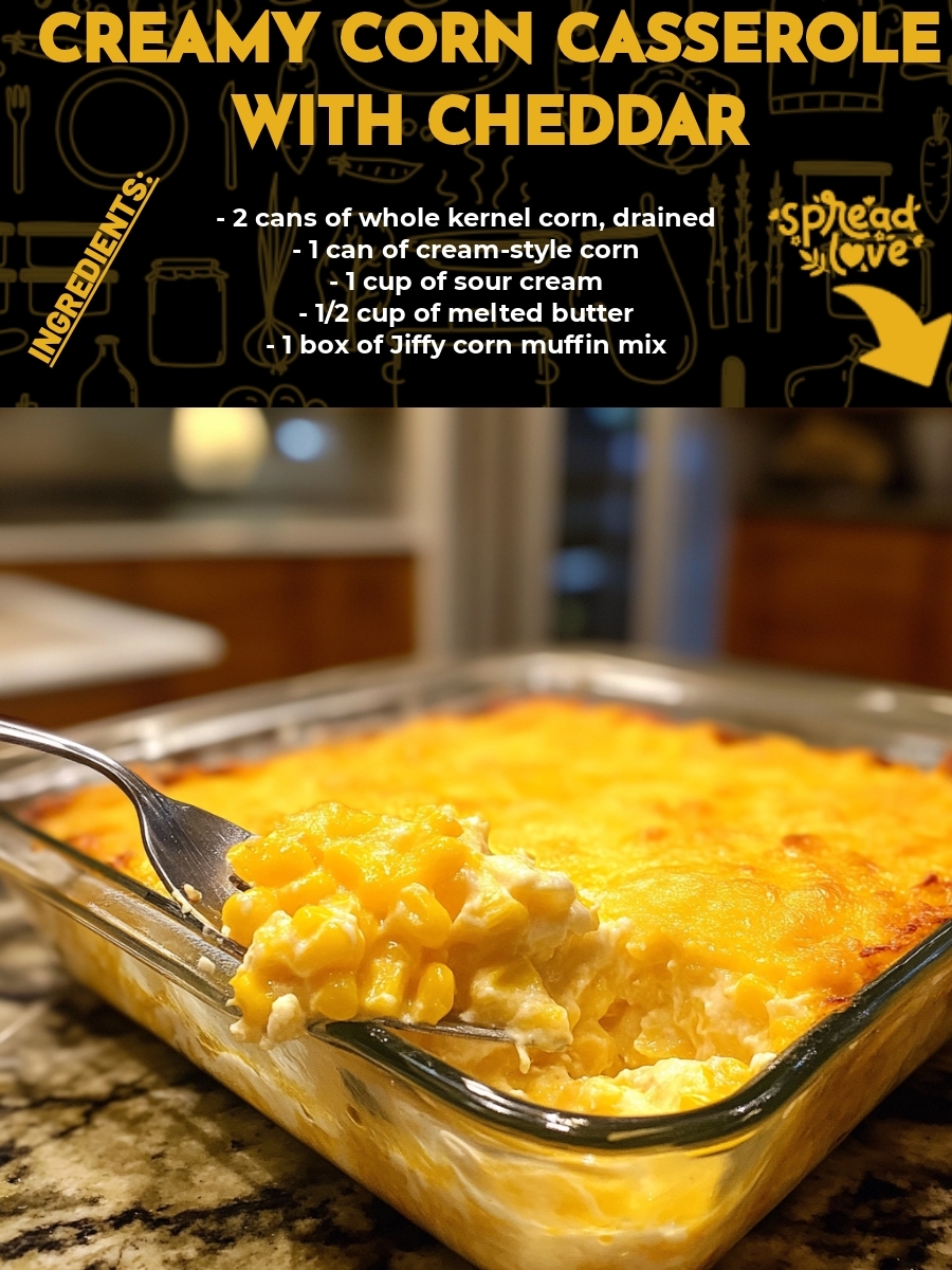 Creamy Corn Casserole with Cheddar