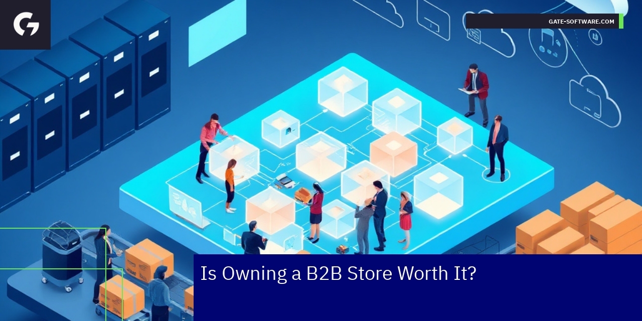 Business people managing e-commerce B2B platform