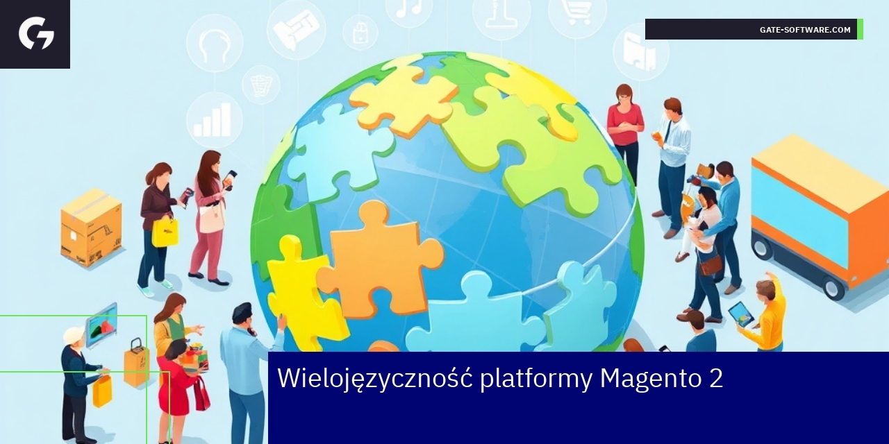 Schemat platformy Magento 2 z językami i sklepami