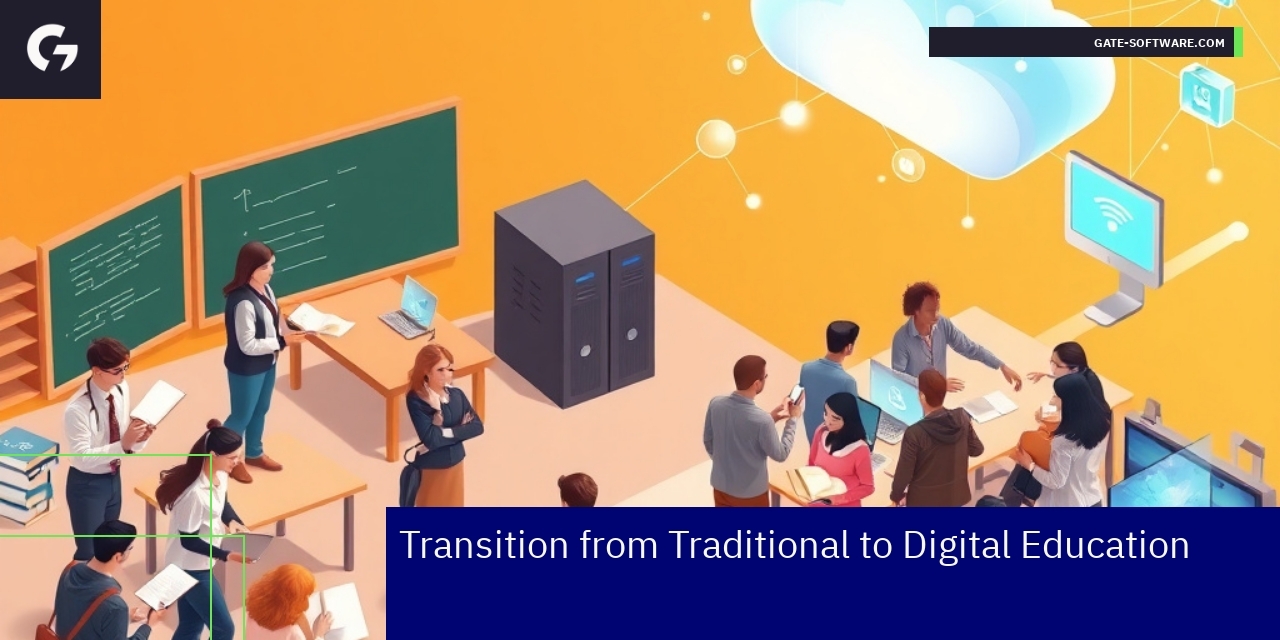 Digital education concept with cloud and learning icons