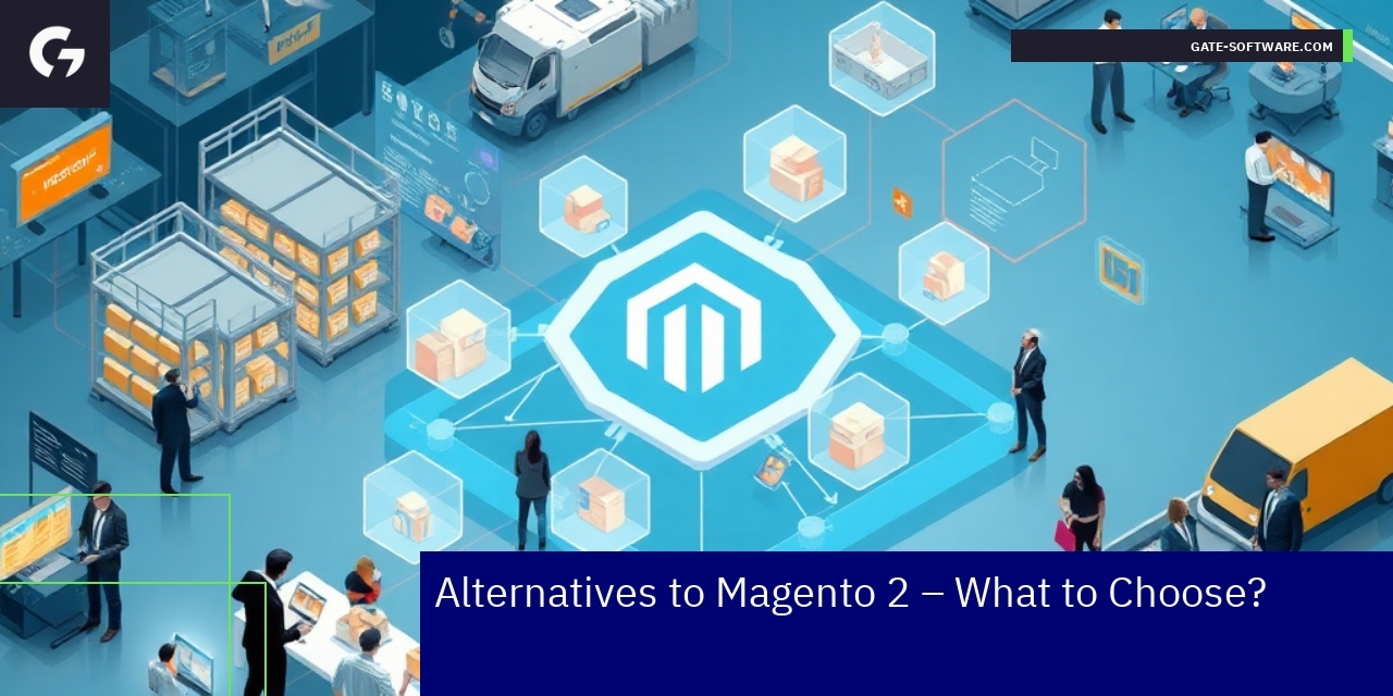 Business team analyzing e-commerce platform options