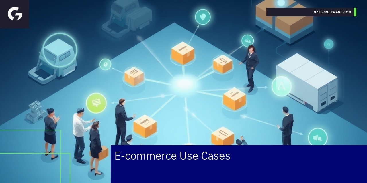 Database architecture schema and B2B e-commerce icons