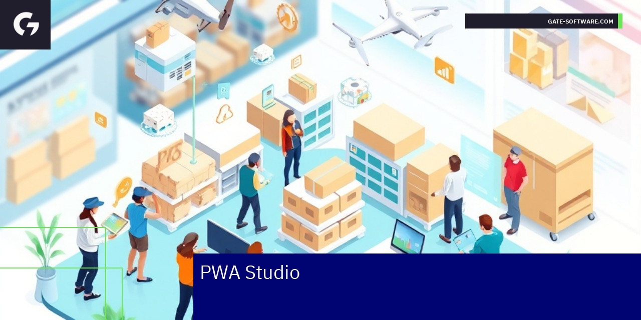 Schemat przedstawiający funkcje i wsparcie PWA Studio