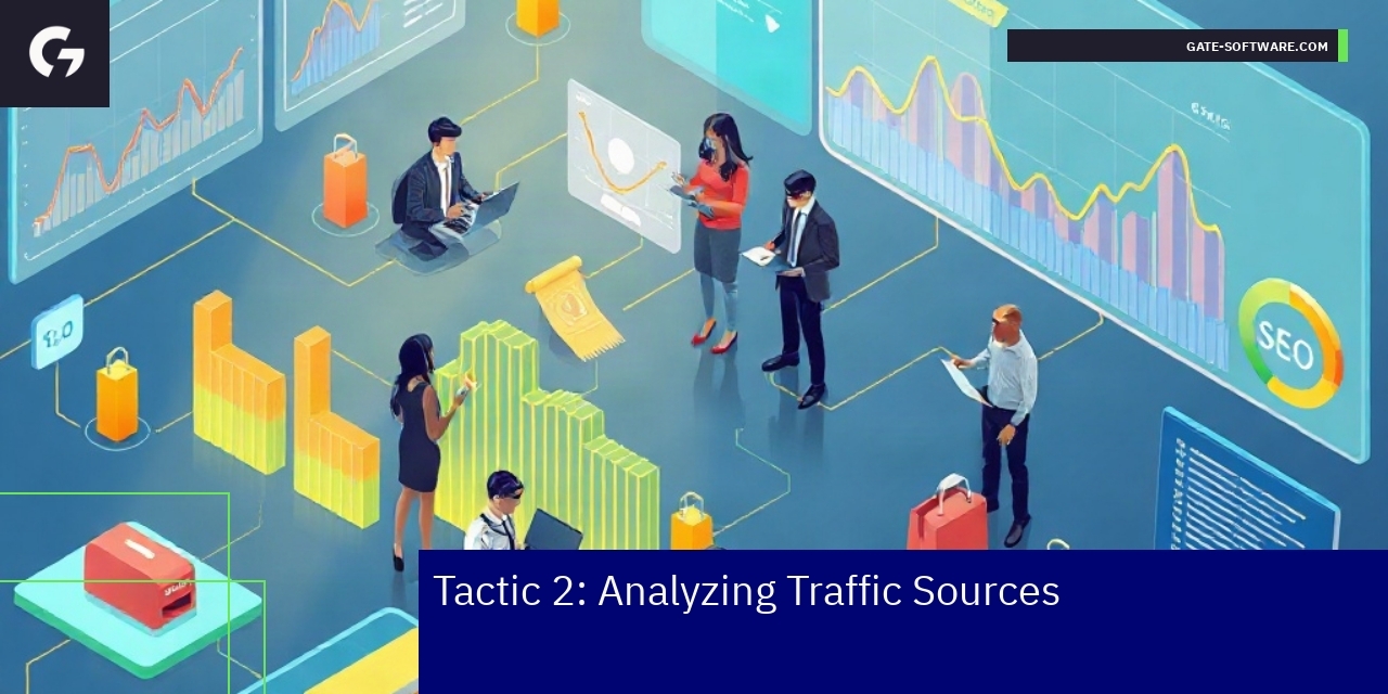 Traffic Source Analysis and SEO Optimization Chart showing traffic sources with SEO elements