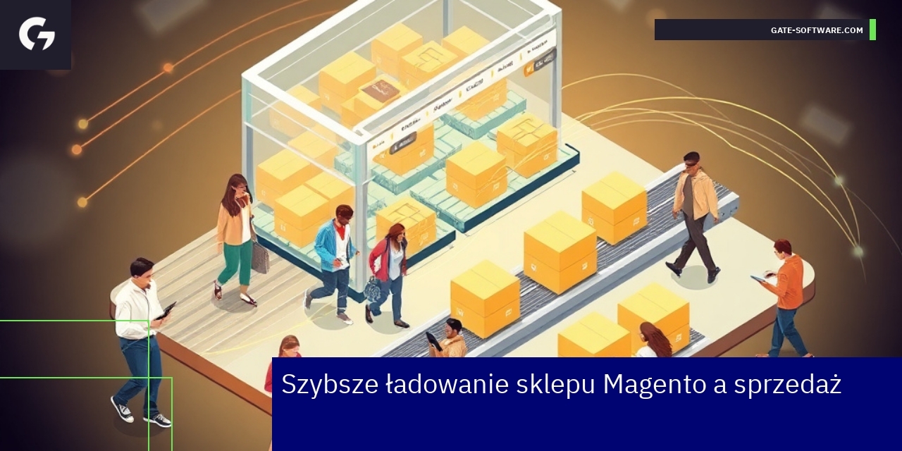 Grafika przedstawiająca zwiększoną sprzedaż i optymalizację sklepu