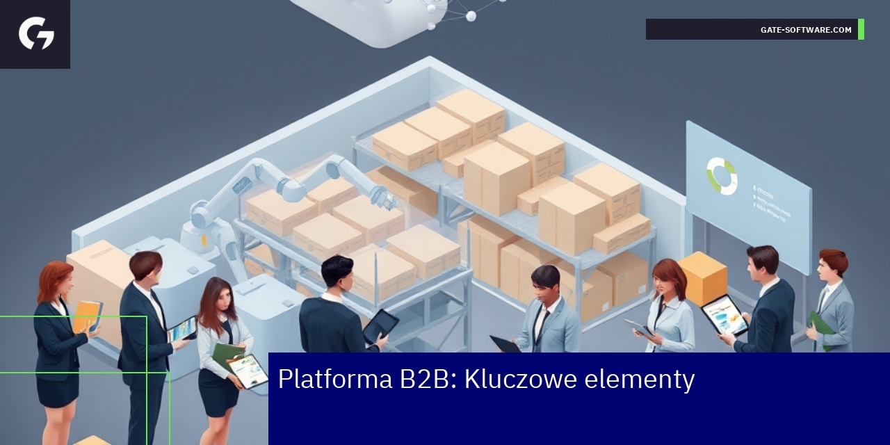 Kluczowe elementy platformy B2B w e-commerce Schemat platformy B2B z funkcjami i wydajnością