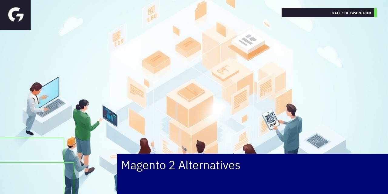 Logos of Magento 2 and alternative e-commerce platforms