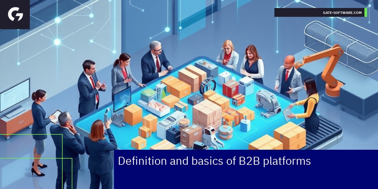 B2B Ecommerce Platform Essentials and Expertise Illustration showing B2B platform features and experts