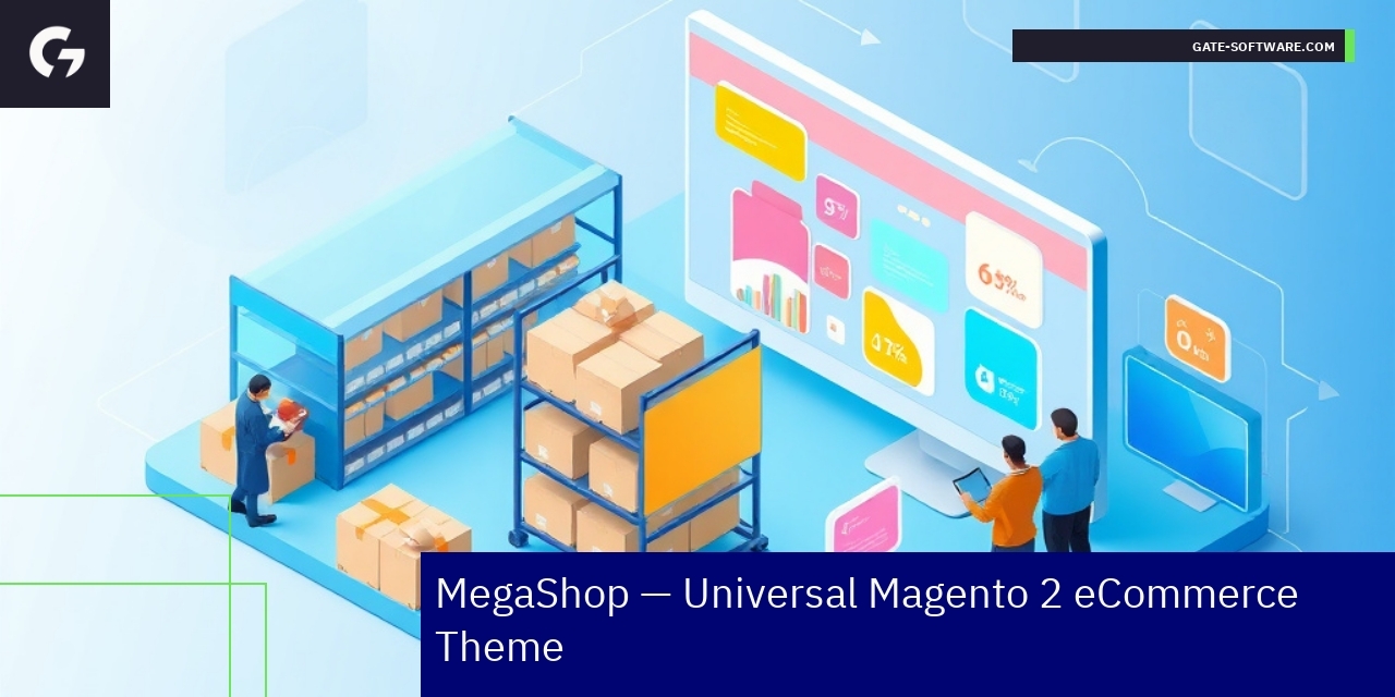 Screenshot showing MegaShop theme features and user interface
