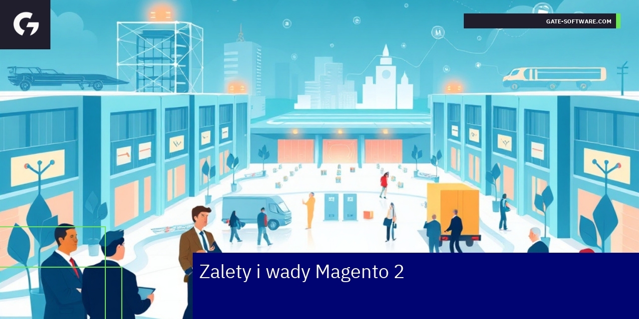 Diagram przedstawiający zalety i wady Magento 2