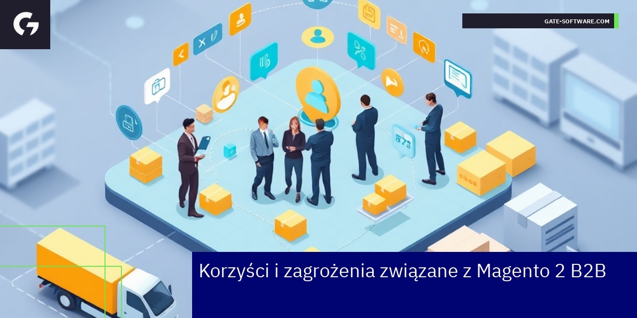 Schemat korzyści i zagrożeń Magento 2 B2B