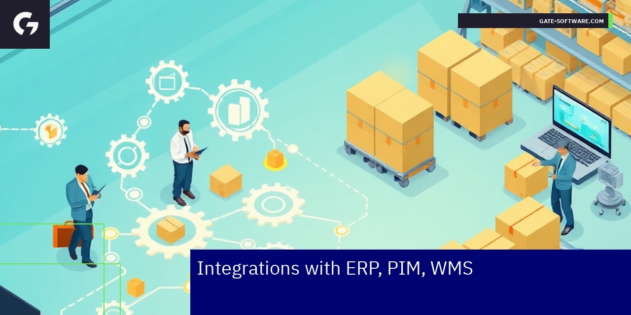 Graphic showing ERP PIM WMS integration process and benefits